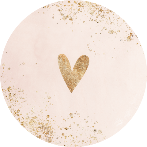 Lichtroze sluitsticker met goudkleurig hartje en spetters