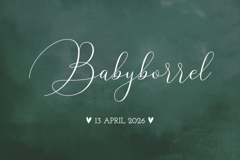 Donkergroen kraamkaartje jongen met sierlijke letters