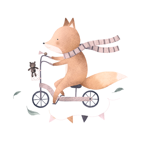 Sluitsticker voor meisje met vosje op fiets