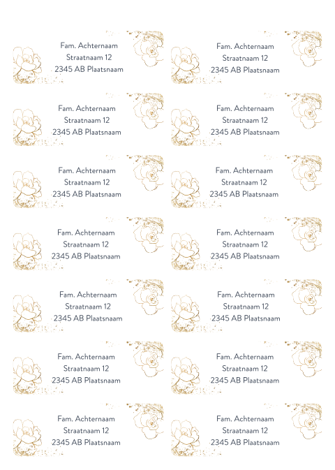 Adresstickers met goudkleurige bloemen