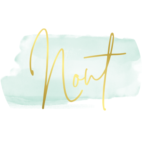 Sluitsticker met mintgroene waterverf en goudfolie naam