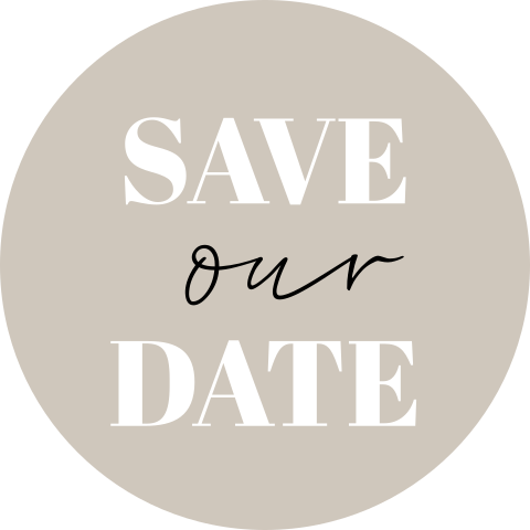 Warmgrijze sluitsticker met Save Our Date