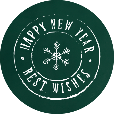 Donkergroene kerst sluitsticker met stempel sneeuwvlok