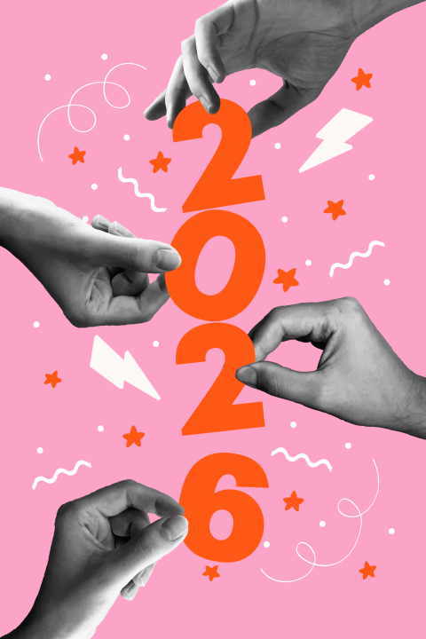 Vrolijke nieuwjaarskaart 2026 met modern design