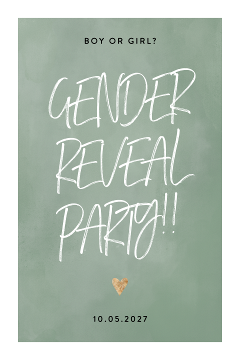 Groene waterverf uitnodiging gender reveal party