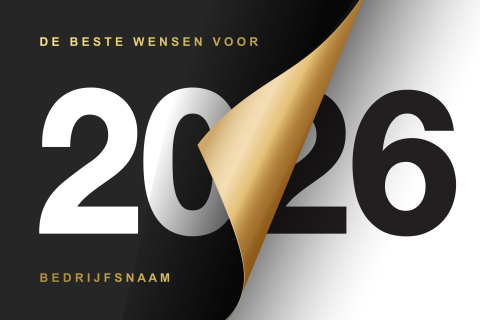 Jaartal kerstkaart met goudfolie bedrijfsnaam