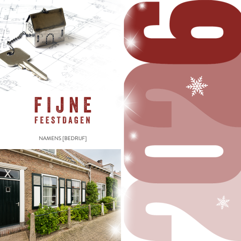 Makelaar kerstkaart met sterren en 2026