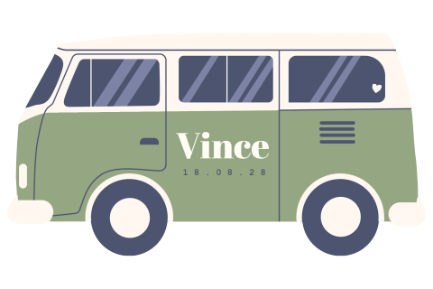 Geboortekaartje jongen in vorm van Volkswagen bus