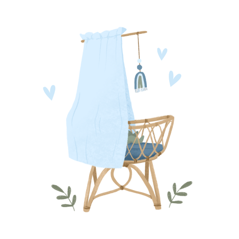 Sluitsticker met blauw wiegje