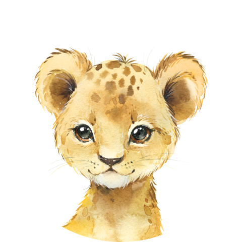 Sluitsticker met waterverf leeuwtje