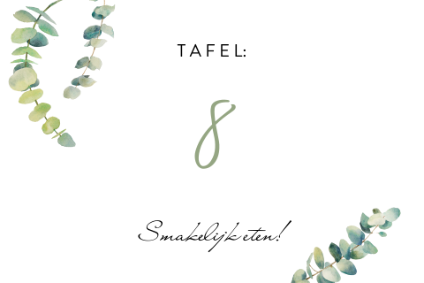Tafelkaartje met eucalyptus bladeren