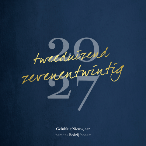 Minimalistische kerstkaart in donkerblauw met goudfolie