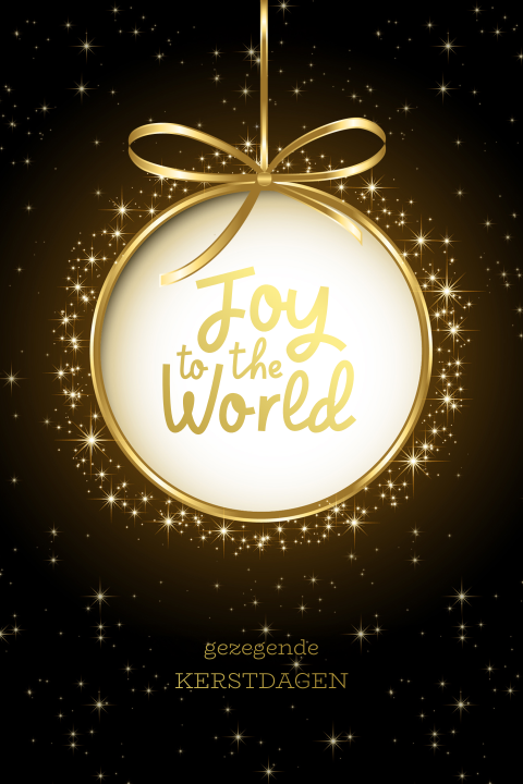 Christelijke kerstkaart met gouden kerstbal