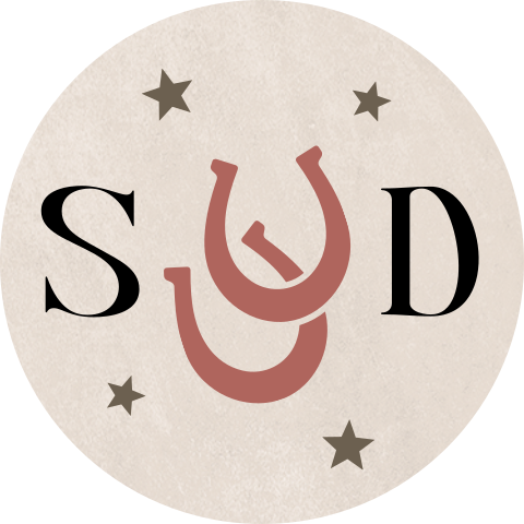 Sticker met hoefijzers en initialen - western stijl