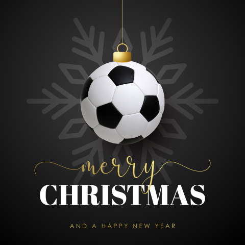 Sportieve kerstkaart met voetbal