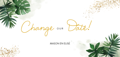 Botanische change the date met tropische bladeren en foto