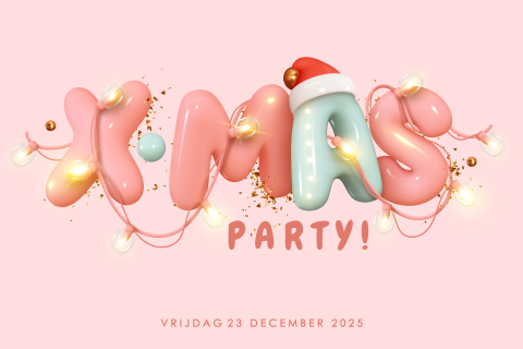 Bubble uitnodiging kerstfeest met roze 3D-letters