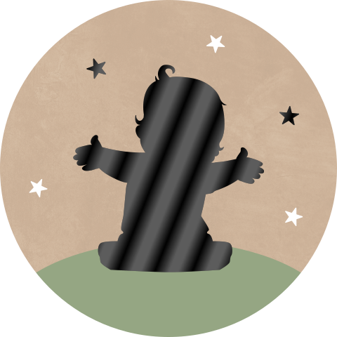 Zandbruine sluitsticker met hoogglans kindje