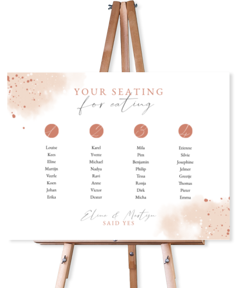 Tafelschikkingsbord met terra spetters en roze waterverf