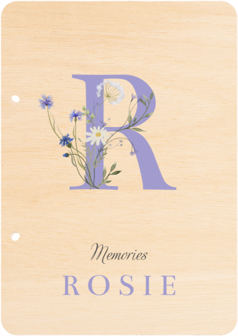 Bewaarbundel met paarse initiaal met wildflowers