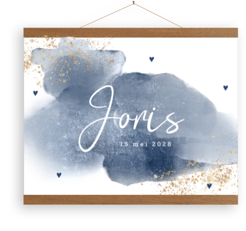 Canvasposter met blauwe waterverf en spetters