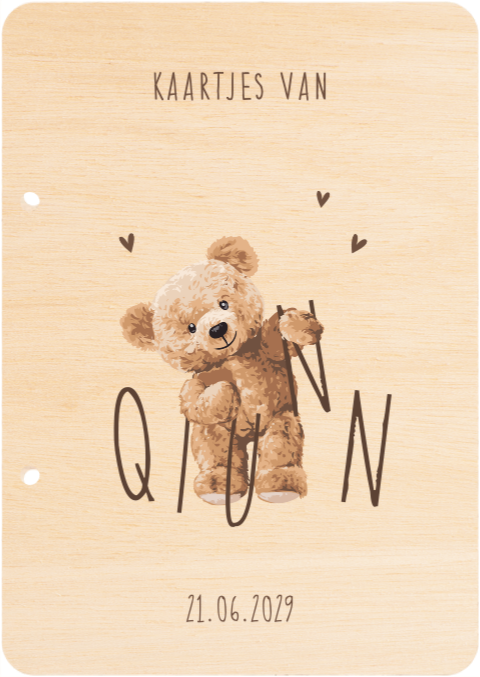 Bewaarbundel kaartjes beer met letters