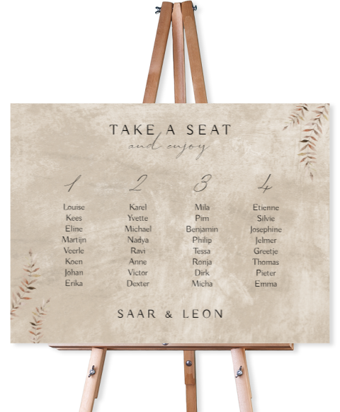 Zand tafelschikkingsbord met blaadjes