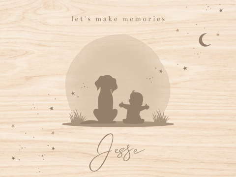 Memorybox met bruin silhouet jongen en hondje