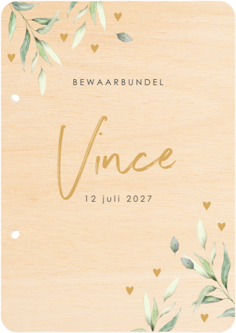 Bewaarbundel met groene waterverf en blaadjes