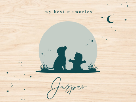 Memorybox met groene silhouet baby en hondje