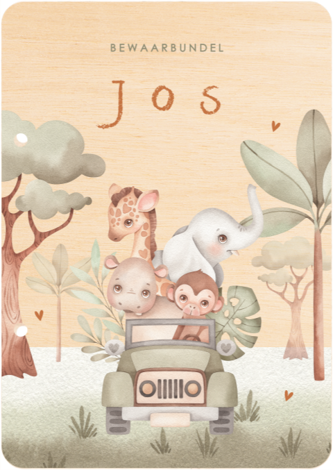 Bewaarbundel met jeep vol wilde dieren