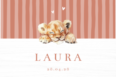 Houten witte memorybox met slapend leeuwtje