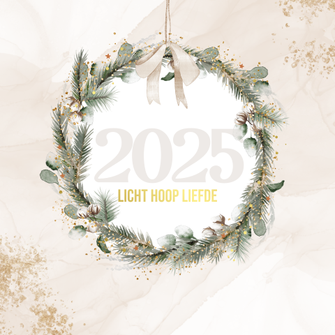 Kerstkaartje hoop, licht en liefde na een bewogen jaar