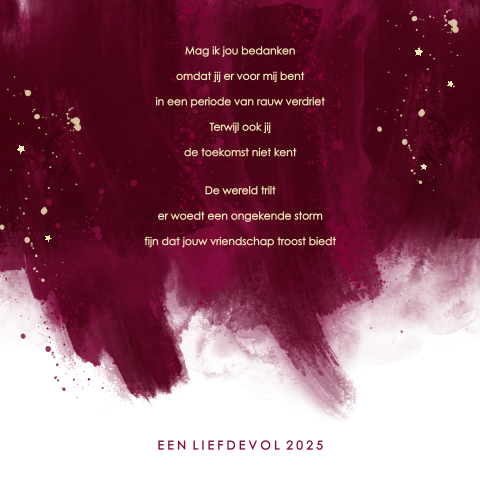 Kaartje bedankt rouw met kerstwens in bordeaux rood