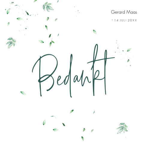 Bedankkaarten na overlijden met dwarrelende blaadjes