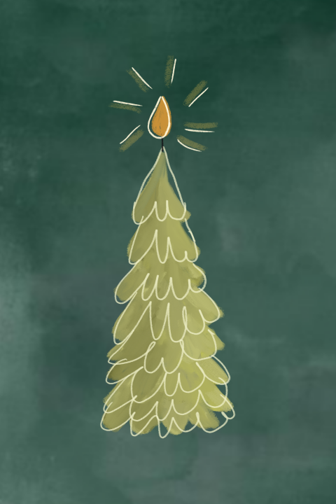 Lieve kerstkaart met kaarsje een lichtje voor jou