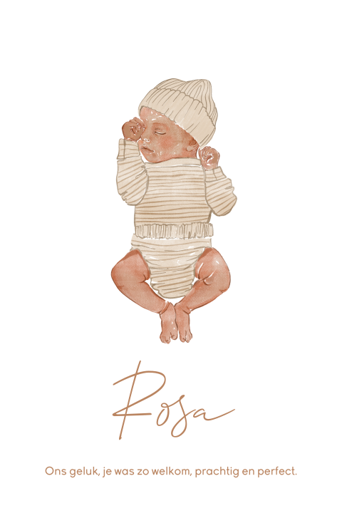 Lief baby rouwkaartje meisje met illustratie van  baby