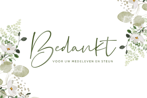 Dankbetuiging overlijden met bloemenrand - achterzijde met foto