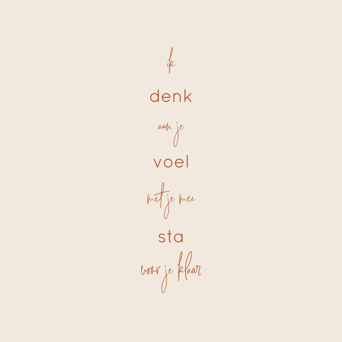 Wenskaart sterkte ik denk aan je voel met je mee