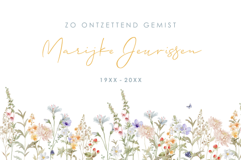 Bedankkaartjes na overlijden met kleurrijke veldbloemen