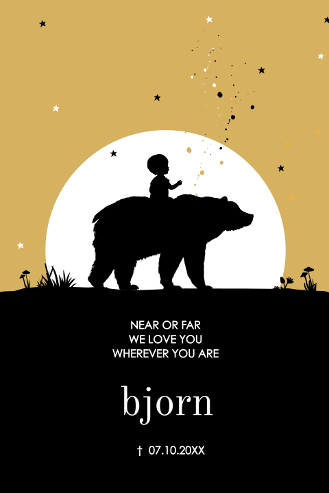 Rouwkaartje met beer