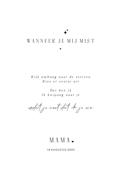 Poster maken ‘Wanneer je mij mist’ – Herinnering poster