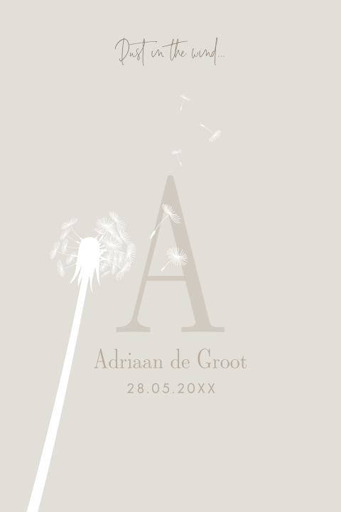 Rouwkaart modern man met paardenpluis: Dust in the wind