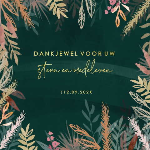 Bedankkaartje rouw met kerstwens en voorzien van goudfolie