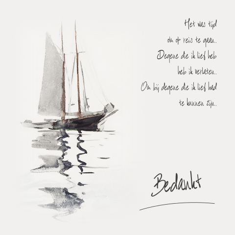 Bedankkaart rouw zeilboot