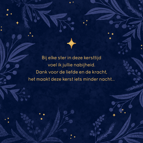 Rouw bedankkaartje kerstmis met passend kerstgedicht