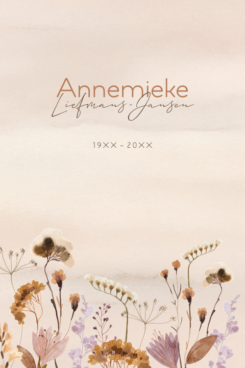 Rouwkaart bloemen - veldbloemen herfst kleuren zacht