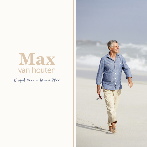 Rouwkaart modern man zee