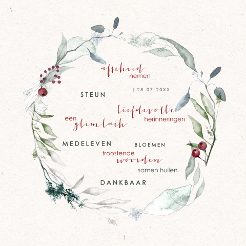 Bedankkaartje rouw in kerststijl met mooie woorden