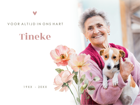 Foto poster maken online – Herinneringsposter met bloemen en naam